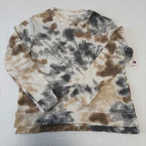Secret Treasures Waffle Knit Tie-Dye Long Sleeve Top